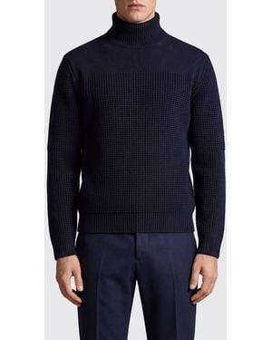 Ferragamo Rollkragenpullover Aus Marineblauer Schurwolle Mit Rippbündchen