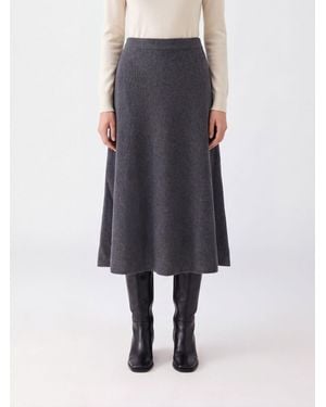 Lisa Yang Jupe Midi En Maille De Cachemire À Taille Haute Élastiquée - Bleu