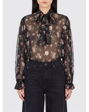 Dolce & Gabbana Dolce &Amp Gabbana Floral-Print Silk Blouse With Pussy-Bow Collar - Black