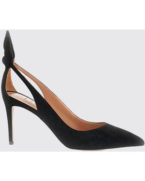 Aquazzura Bow Tie Suede Pumps With Stiletto Heel And Knot Detail - Black