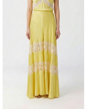 Alberta Ferretti Viscose Skirt With Lace Inserts - Yellow