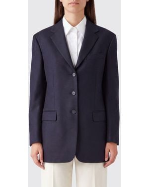 Tagliatore Single-Breasted Virgin Wool Blazer With Peak Lapels - Blue