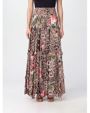 Roberto Cavalli Animal And Floral Print A-Line Maxi Skirt - Natural