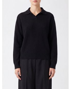 The Row Long-Sleeved Pure Cashmere Knit Polo - Blue