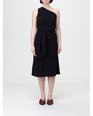 Maliparmi One-Shoulder A-Line Midi Dress - Black