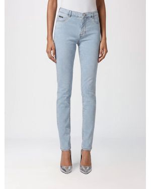 Philipp Plein High-Waisted Skinny Stretch Denim Jeans - Blue