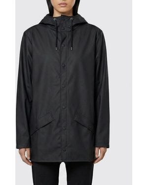Rains Hooded Waterproof Polyester Raincoat - Black