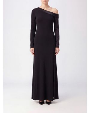 Alberta Ferretti Vestido Midi Asimétrico De Corte Slim De Viscosa Con Abertura - Azul