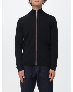 Paul Smith Merino Wool Zip-Up Cardigan With High Neck And Slash Pockets - Blue