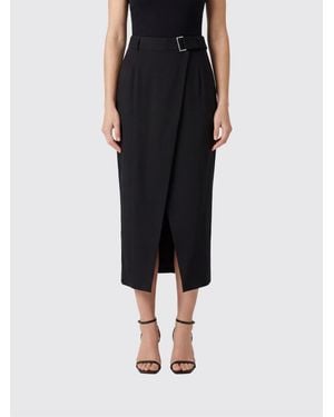 Tela Lisbon Linen Blend Midi Skirt - Black