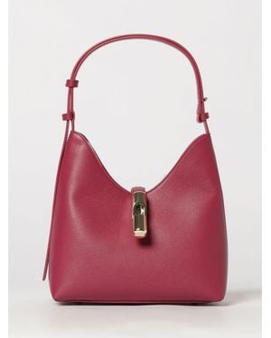 Furla Goccia Grained Shoulder Bag By With Snap Closure - Red