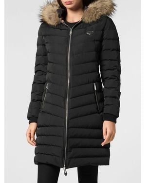 Philipp Plein Chaqueta De Plumas Slim Fit De Nylon Acolchado Con Capucha - Negro