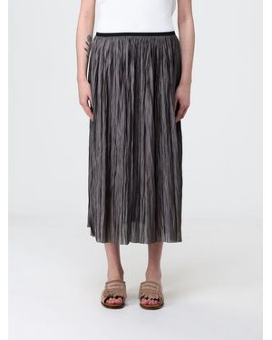 Roberto Collina Crepe Pleated Midi Skirt - Brown