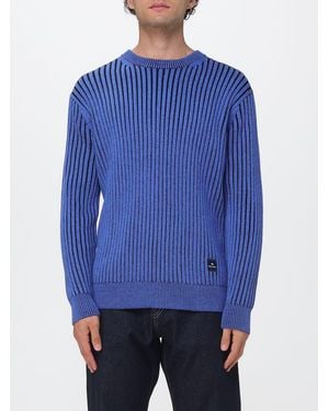 Paul Smith Striped Cotton And Wool Blend Crewneck Jumper - Blue