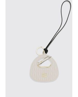 Miu Miu Leather Keyring - White