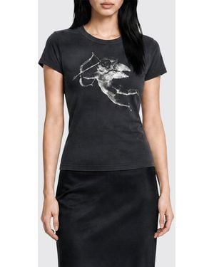 Fiorucci Slim Fit 100% Cotton Crew Neck T-Shirt With Graphic Print - Black