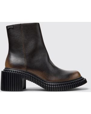Camper Pix London Smoked Leather Ankle Boots - Black