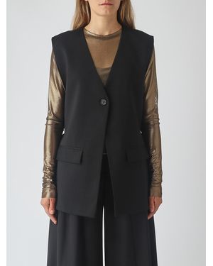 MEIMEIJ Single-Breasted Wool Blend Tailored Vest With V-Neck - Black