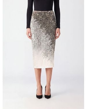 Elisabetta Franchi High-Waisted Midi Pencil Skirt With Embroidered Sequins - Black