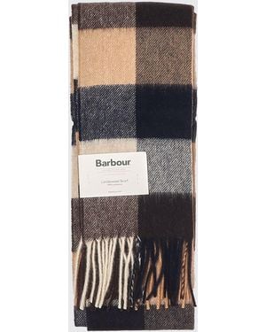 Barbour Bufanda De Cuadros 100% Lana De Cordero Con Extremos De Flecos - Marrón