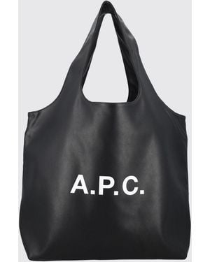 A.P.C. Große Ninon Tote-Bag Aus Recycelten Materialien Mit Gedrucktem Logo - Schwarz