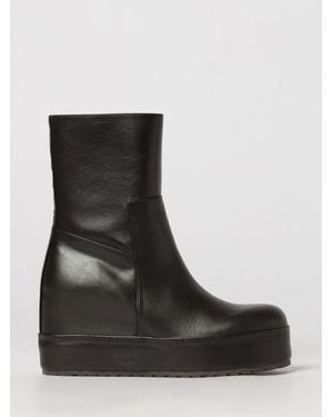 Paloma Barceló Renata Smooth Leather Ankle Boots With Wedge And Round Toe - Black
