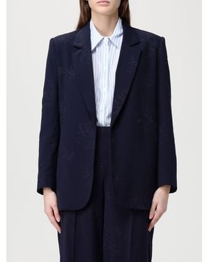 Twinset Embroidered Viscose Single-Breasted Blazer - Blue
