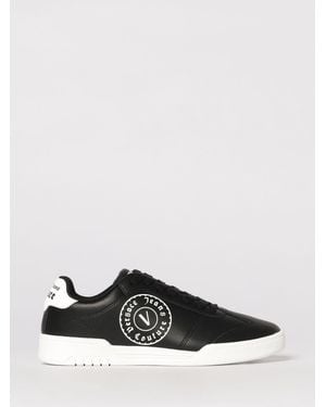 Versace Jeans Couture Leather Trainers With Printed Logo - Black