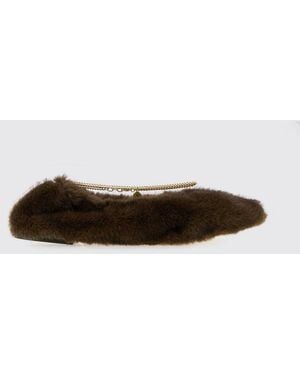 Stella McCartney Vegan Faux Fur Ankle-Strap Ballet Flats With Round Toe - White
