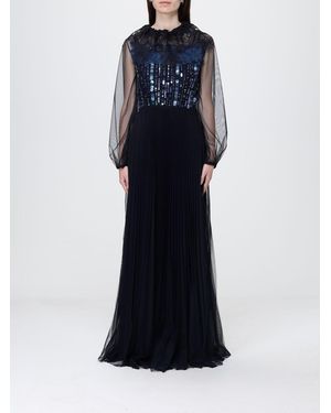 Fabiana Filippi Crêpe Long Dress With Embroidery - Blue
