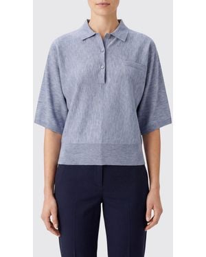 Lisa Yang Relaxed Fit Pure Cashmere Short-Sleeved Knitted Polo - Blue