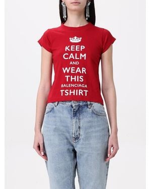 Balenciaga Keep Calm Cotton Crop Top - Red