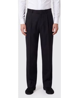 Our Legacy Wide Leg Virgin Wool Tailored Pants With Pleats - Blue