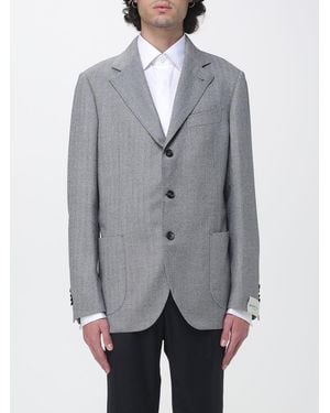 Luigi Borrelli Napoli Single-Breasted Wool And Cashmere Blazer With Patch Pockets - Grey