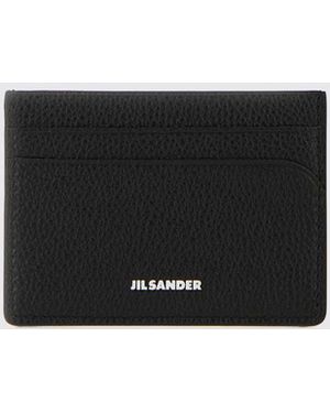 Jil Sander Grained Calfskin Card Holder With Laminated Logo And Four Slots - White