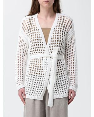 Max Mara Pure Cotton Knit Openwork Cardigan - White
