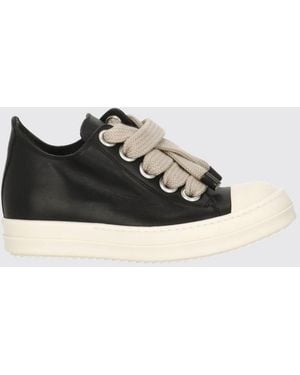 Rick Owens Low-Top Smooth Calfskin Trainers With Padded Ankle - Black