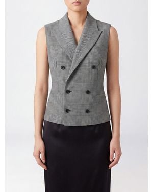Dolce & Gabbana Dolce &Amp Gabbana Double-Breasted Houndstooth Wool Tailored Waistcoat - Grey