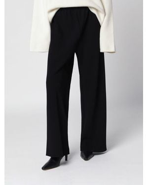 Almada Label High-Waist Palazzo-Hose Bea Aus Crêpe Mit Weitem Bein - Schwarz