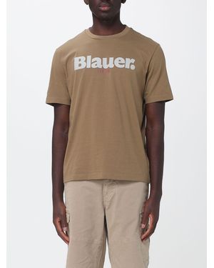 Blauer Cotton T-Shirt With Logo - Brown