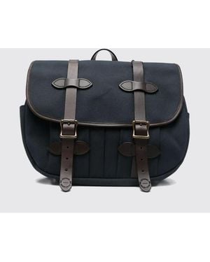 Filson Rugged Twill Cotton And Leather Crossbody Bag With Flap Closure - Black