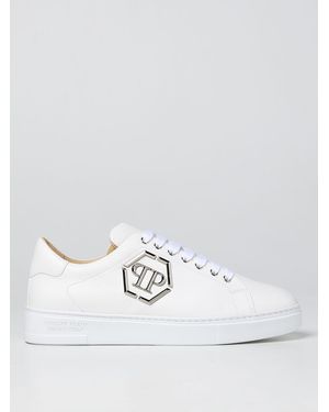 Philipp Plein Trainers In Grained Leather - White