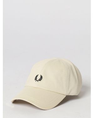 Fred Perry Cotton Canvas Baseball Cap With Embroidered Logo - Natural