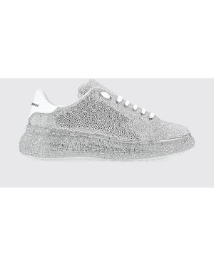 Philipp Plein Leather Low-Top Sneakers With Rhinestone Application - White