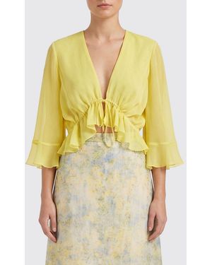 Alberta Ferretti Silk Blend Cropped Blouse - Yellow