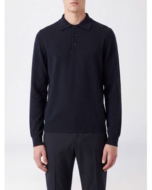 Brioni Langärmeliges Poloshirt Von Aus Kaschmir Und Seide - Blau