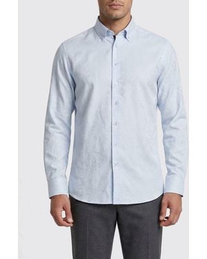 Etro Classic Cotton Shirt With Paisley Motif - Blue