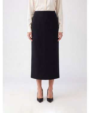 KHAITE High-Waisted Midi Pencil Skirt With Side Zip Closure - Blue