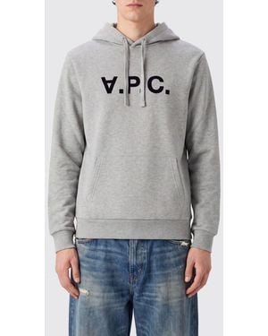 A.P.C. Cotton Logo Hoodie With Kangaroo Pocket - Grey
