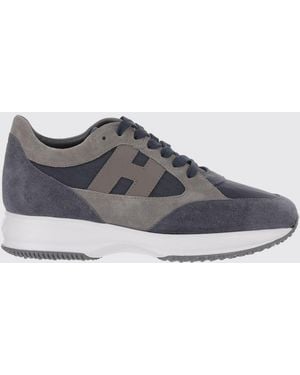 Hogan H580 Suede And Mesh Trainers With Side H Logo - Grey